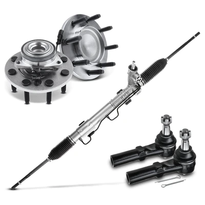 5 Pcs Rack and Pinion & Hub Bearing & Tie Rod End Kit