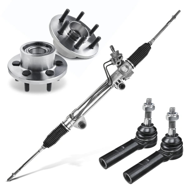 5 Pcs Rack and Pinion & Hub Bearing & Tie Rod End Kit for Dodge Dakota Durango RWD