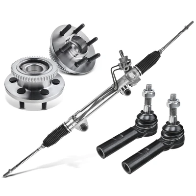 5 Pcs Rack and Pinion & Hub Bearing & Tie Rod End Kit