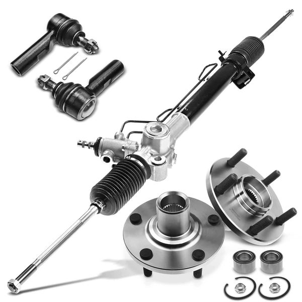 5 Pcs Rack and Pinion & Hub Bearing & Tie Rod End Kit for Toyota Sienna 1998-2000