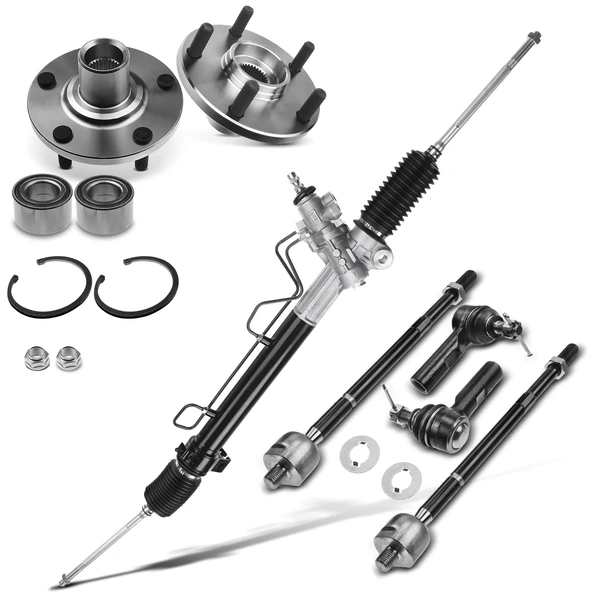 7 Pcs Rack and Pinion & Hub Bearing & Tie Rod End Kit for Lexus ES300 Toyota Avalon Camry