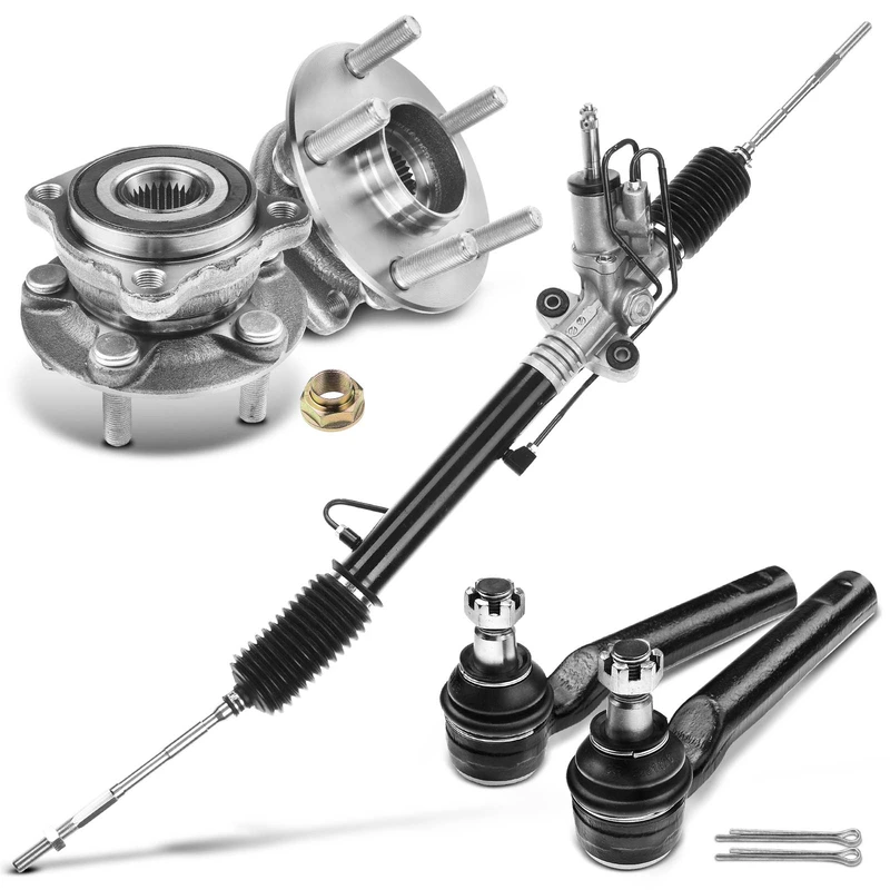 5 Pcs Rack and Pinion & Hub Bearing & Tie Rod End Kit for Subaru Impreza Outback Legacy