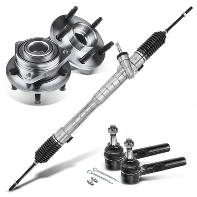 5 Pcs Rack and Pinion & Hub Bearing & Tie Rod End Kit