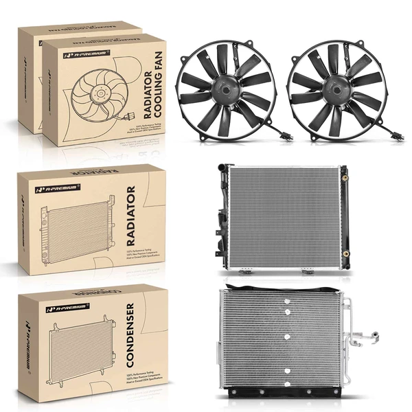 4 Pcs Radiator & AC Condenser & Cooling Fan Kit for Mercedes-Benz W124 300CE 300E E320