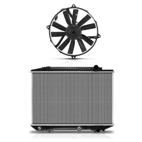 2 Pcs Radiator & Cooling Fan Assembly Kit for 1989-1991 Mercedes-Benz 560SEL