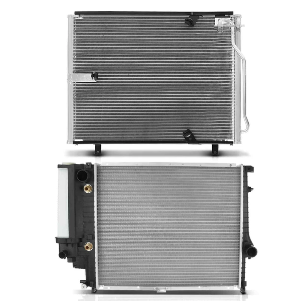 Radiator & AC Condenser Cooling Kit for BMW E34 525i 1989-1995 L6 2.5L Automatic