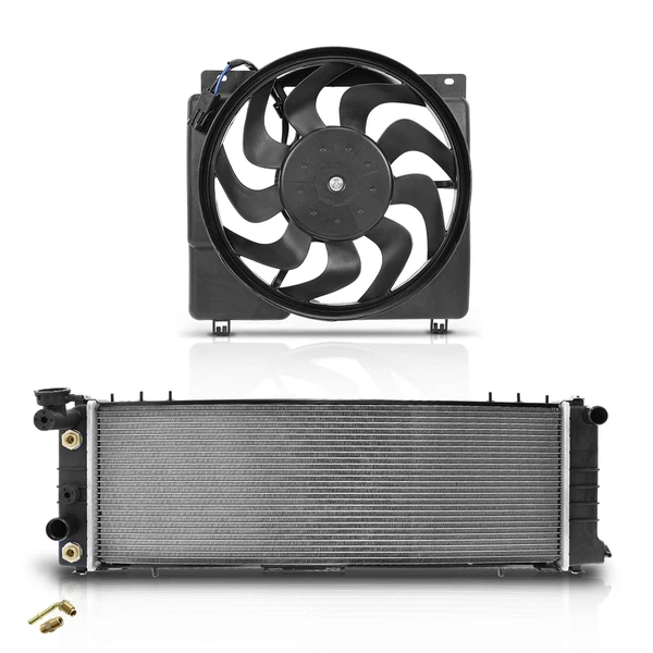 2 Pcs Radiator & Cooling Fan Assembly Kit for Jeep Cherokee 1991-2001 Comanche 1991-1992