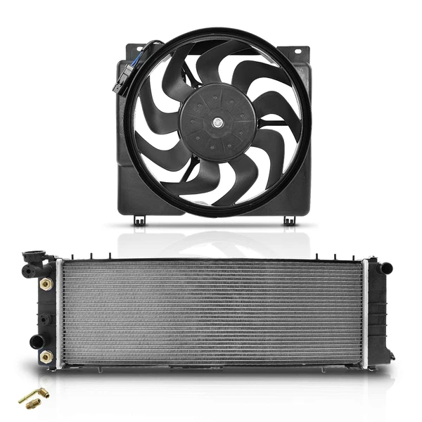 2 Pcs Radiator & Cooling Fan Assembly Kit for Jeep Cherokee 1991-2001 Comanche 4.0L
