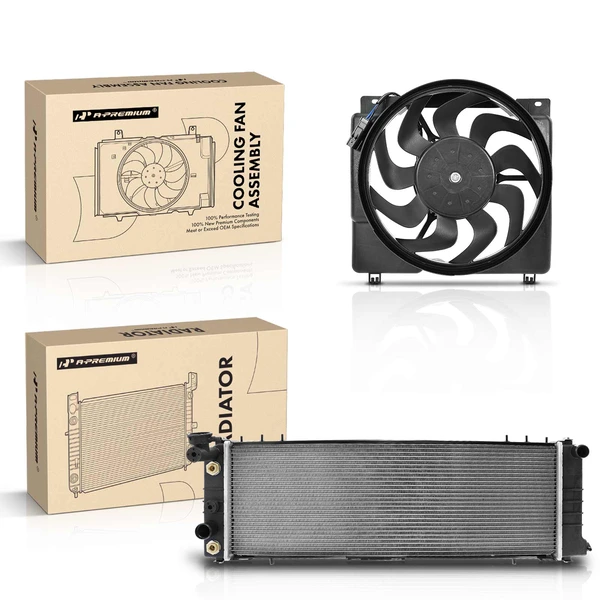 2 Pcs Radiator & Cooling Fan Assembly Kit for Jeep Cherokee 1991-2001 Comanche 4.0L