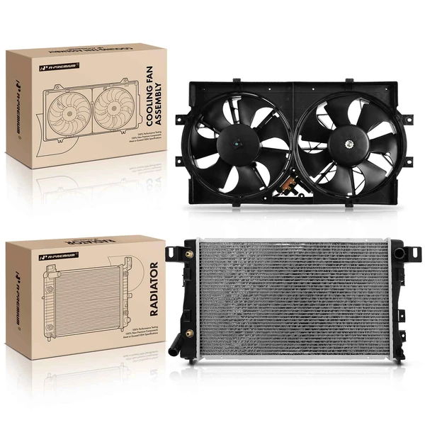 2 Pcs Radiator & Cooling Fan Assembly Kit for Chrysler Concorde LHS Dodge Intrepid Eagle