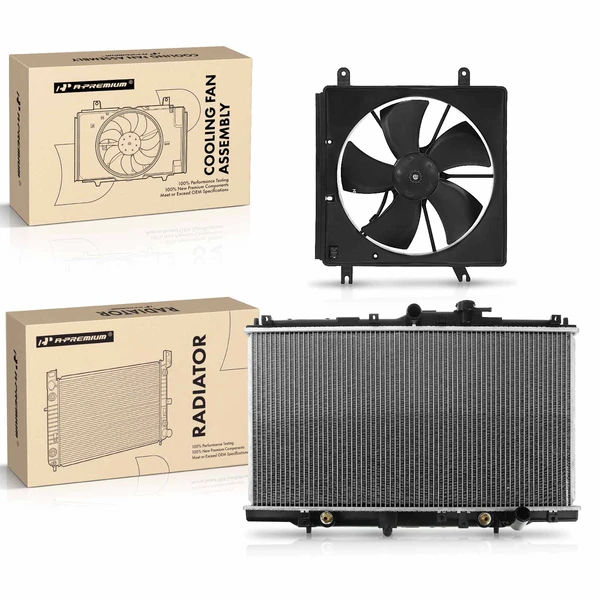 2 Pcs Radiator & Cooling Fan Assembly Kit for Acura CL Honda Accord Prelude L4 2.2L