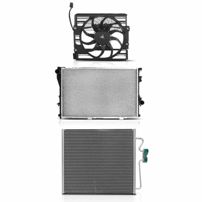 3 Pcs Radiator & AC Condenser & Cooling Fan Kit