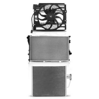 3 Pcs Radiator & AC Condenser & Cooling Fan Kit