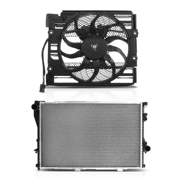 2 Pcs Radiator & Cooling Fan Assembly Kit for BMW E39 528i 540i 1997-1998 2.8L 4.4L