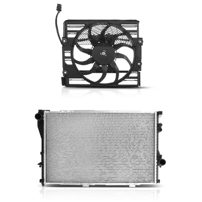 2 Pcs Radiator & Cooling Fan Assembly Kit