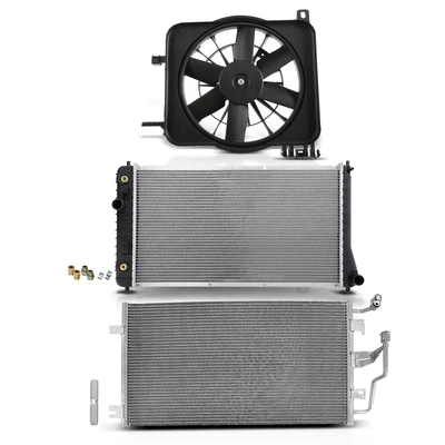3 Pcs Radiator & AC Condenser & Cooling Fan Kit