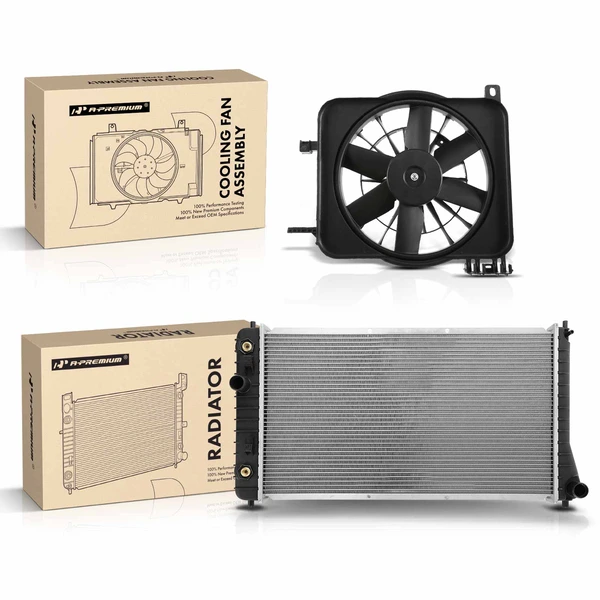 2 Pcs Radiator & Cooling Fan Assembly Kit for Chevy Cavalier Pontiac Sunfire 1995-2002