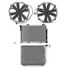 4 Pcs Radiator & AC Condenser & Cooling Fan Kit for 1994-1996 Mercedes-Benz C220