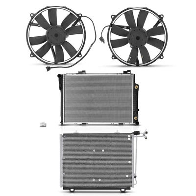 4 Pcs Radiator & AC Condenser & Cooling Fan Kit