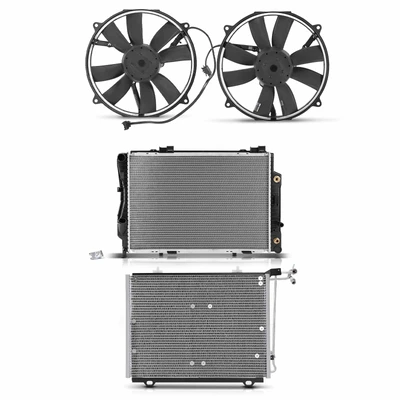 4 Pcs Radiator & AC Condenser & Cooling Fan Kit