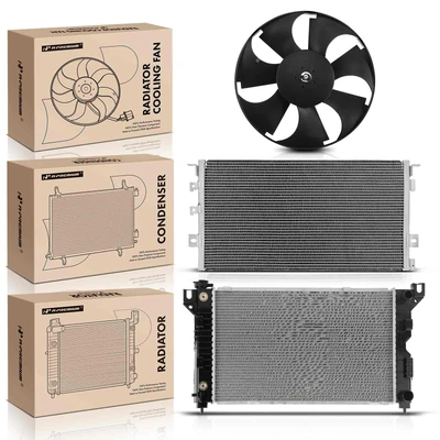3 Pcs Radiator & AC Condenser & Cooling Fan Kit