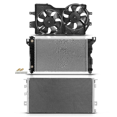 3 Pcs Radiator & AC Condenser & Cooling Fan Kit