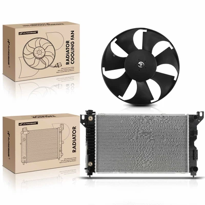 2 Pcs Radiator & Cooling Fan Assembly Kit