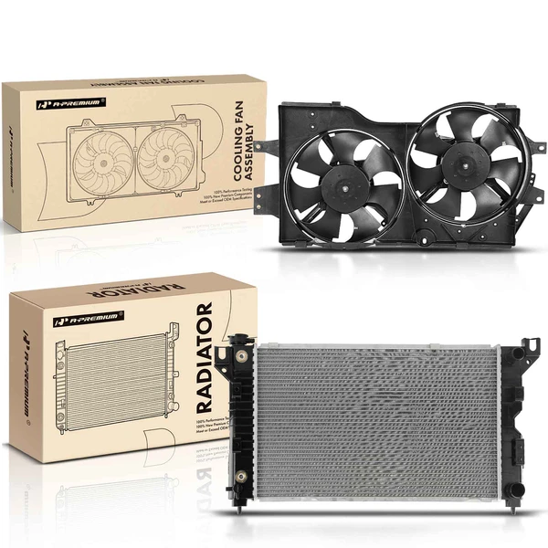 2 Pcs Radiator & Cooling Fan Assembly Kit for Chrysler Plymouth Voyager Dodge Caravan 1996-2000
