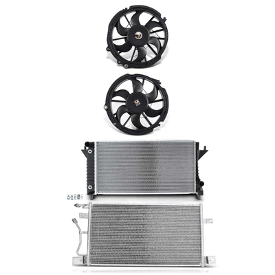 4 Pcs Radiator & AC Condenser & Cooling Fan Kit