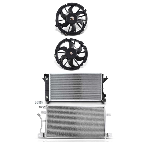 4 Pcs Radiator & AC Condenser & Cooling Fan Kit for Ford Taurus 97-07 Mercury Sable
