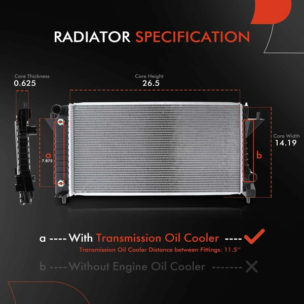 3 Pcs Radiator & Cooling Fan Assembly Kit for Ford Taurus 1996-2007 Mercury 1996-2005