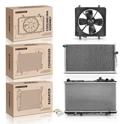 3 Pcs Radiator & AC Condenser & Cooling Fan Kit