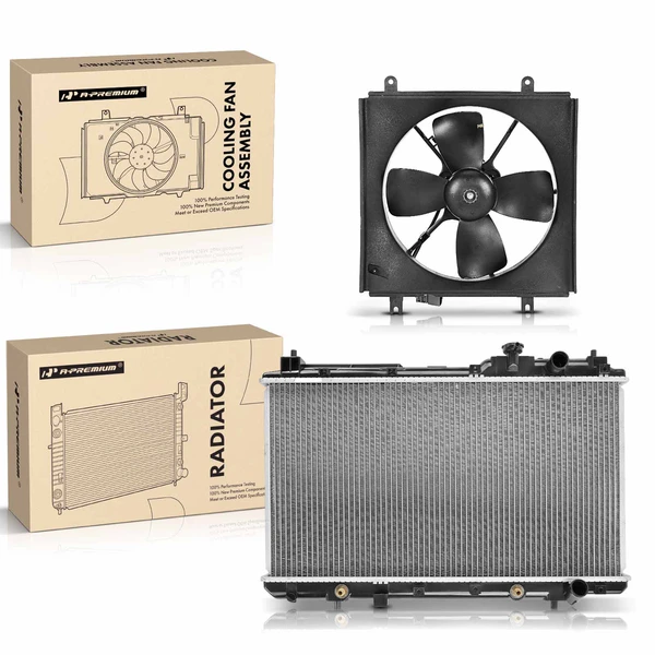2 Pcs Radiator & Cooling Fan Assembly Kit for Honda CR-V 1997-2001 L4 2.0L Petrol