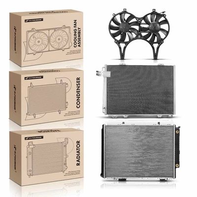 3 Pcs Radiator & AC Condenser & Cooling Fan Kit