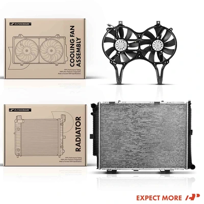 2 Pcs Radiator & Cooling Fan Assembly Kit