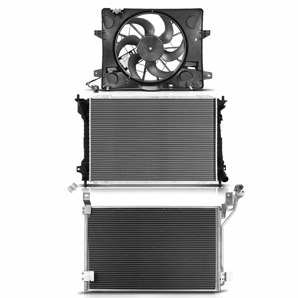 3 Pcs Radiator & AC Condenser & Cooling Fan Kit for Lincoln Town Car Mercury Marauder