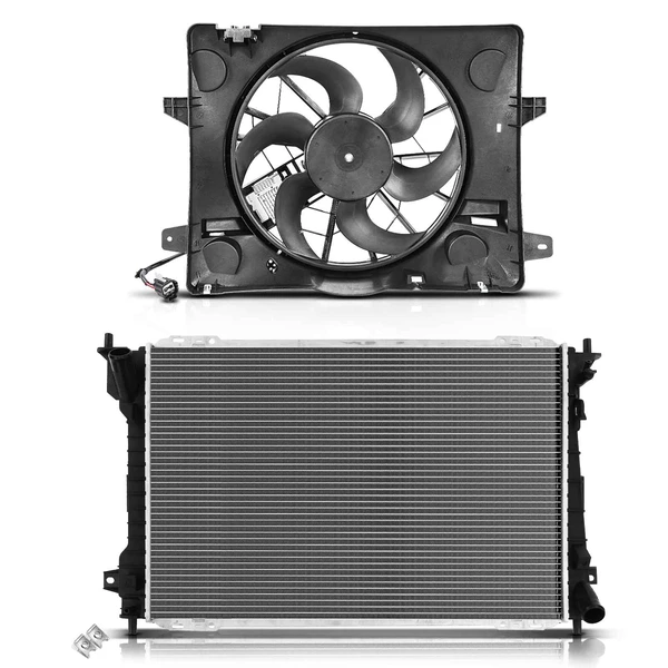 2 Pcs Radiator & Cooling Fan Assembly Kit for Lincoln Town Car Mercury Grand Marquis