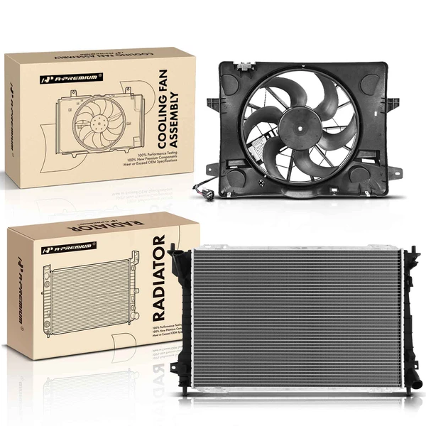 2 Pcs Radiator & Cooling Fan Assembly Kit for Lincoln Town Car Mercury Grand Marquis