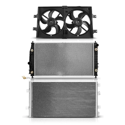 3 Pcs Radiator & AC Condenser & Cooling Fan Kit
