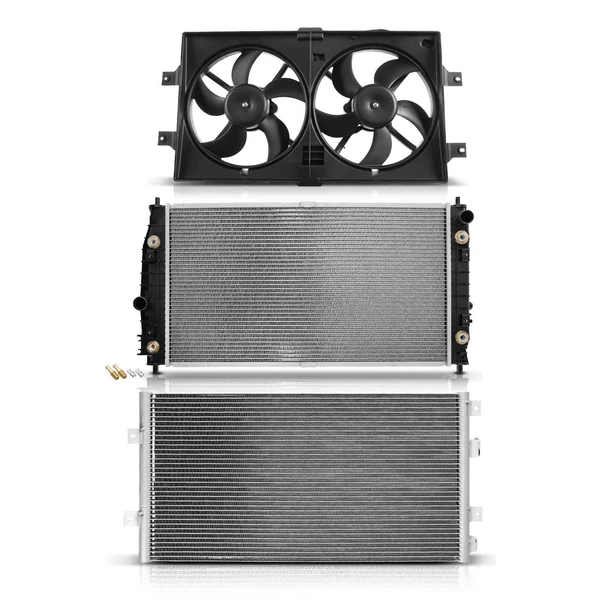 3 Pcs Radiator & AC Condenser & Cooling Fan Kit for 1998-2003 Dodge Intrepid