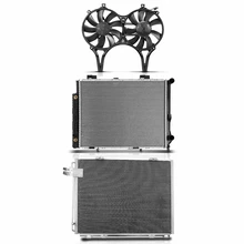 3 Pcs Radiator & AC Condenser & Cooling Fan Kit for 1996-1997 Mercedes-Benz E320