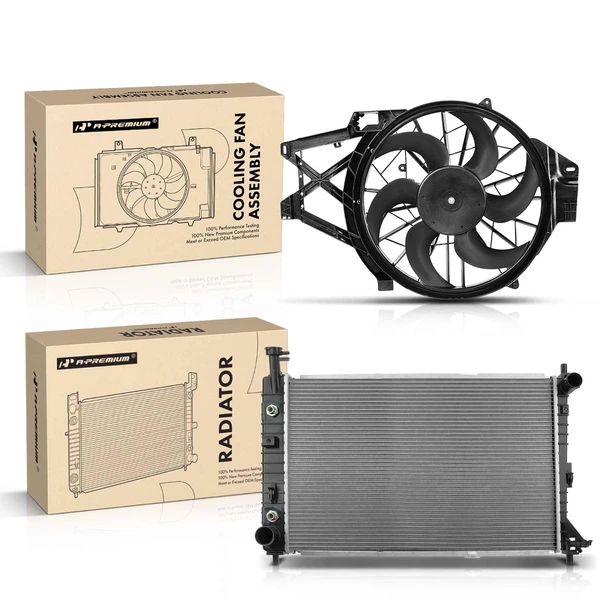 2 Pcs Radiator & Cooling Fan Assembly Kit for Ford Mustang 1999-2004 V6 3.8L 3.9L