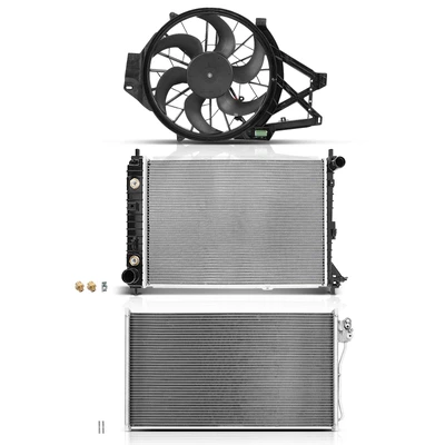 3 Pcs Radiator & AC Condenser & Cooling Fan Kit