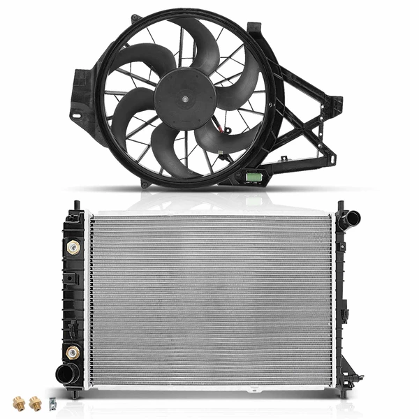 2 Pcs Radiator & Cooling Fan Assembly Kit for Ford Mustang 2001-2004 V8 4.6L