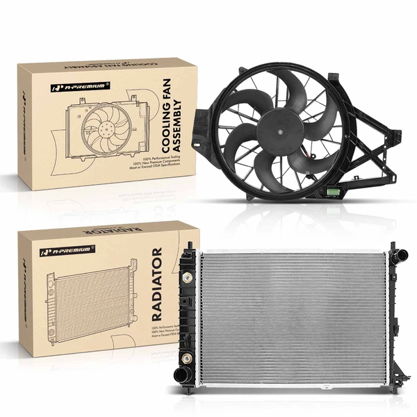 2 Pcs Radiator & Cooling Fan Assembly Kit for Ford Mustang 2001-2004 V8 4.6L