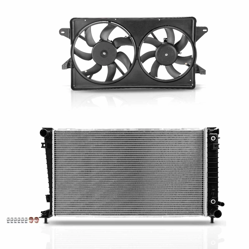 2 Pcs Radiator & Cooling Fan Assembly Kit for Ford Freestar Mercury Monterey 2004-2007