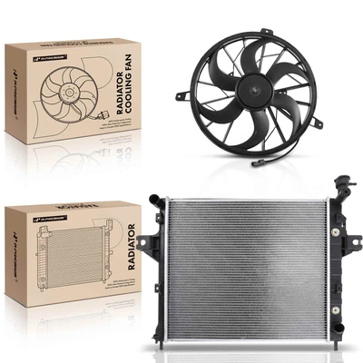 2 Pcs Radiator & Cooling Fan Assembly Kit