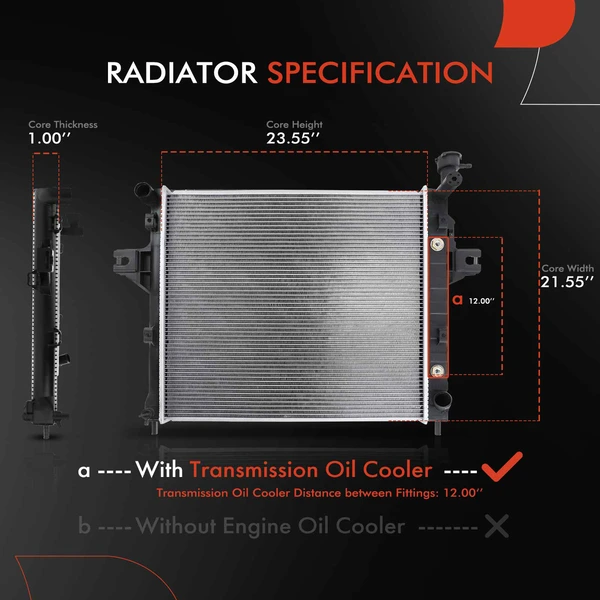 2 Pcs Radiator & Cooling Fan Assembly Kit for Jeep WJ Grand Cherokee 1999-2000 V8 4.7L