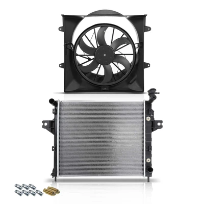 2 Pcs Radiator & Cooling Fan Assembly Kit