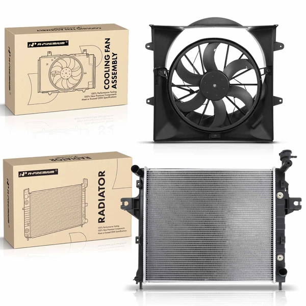 2 Pcs Radiator & Cooling Fan Assembly Kit for Jeep Grand Cherokee 1999-2000 V8 4.7L